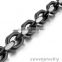 4.3mm wide black tone stainless steel necklace rolo O cable chain