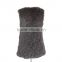 Ladies knitted rabbit fur vest Long black fur vest KZ14122