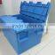 Attached stackable large lid container/turnover lid container box