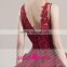 HT52 New Style Elegant O Neck Sleeveless Long Red Prom Dress Ball Gown Applique Beaded Floor Length Vestido De Renda