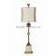 wholesale indoor decorative bird poly table lamp with white round fabric lamp shade for wedding gift