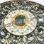 Large Green Marble Round Shape Dinning Table Top, Pietra Dura Marble Table