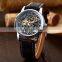 Shenhua Mens Skeleton Leather Band Automatic Analog Mechanical Watch