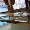 New design golden glass top wedding table with crystal