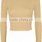 Wholesale Women Crop Top Sweat Suit Basic Long Sleeve T Shirt Ladies Short Plain Round Neck Crop Top