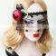Masquerade costume exaggerated veil,bar pole dancing masks,black tassel half face mask for party