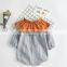 New Baby Girls Clothes Striped Romper Jumpsuit Bodysuit kids 100% Cotton Baby Romper with Infant lace bib