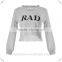 Womens Causal Sport Loose Fit Letter Print Crop Top Long Sleeve Crew Neck Cropped Sweatshirts with Raw Cut Hem Cropped Jumpers