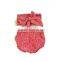 Soft Children Clothing Wholesale Cotton Baby Diaper Cover Bloomers Baby Girl Gingham Underwear With Baby Headband