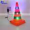 Retractable portable orange safety warning flashing traffic cone