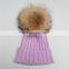 Natural Fur Pompom Hat For Man And Women And Children With Raccoon Ball