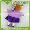 custom soft plush stuffed hand puppet/ kids purple rag doll toy