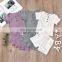 New 2Pcs Clothes Set Boys Summer Clothing Baby Boys Girls Cotton Solid Button T-shirts Tops+Striped Shorts Outfits