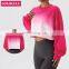 Gradient Color Long Sleeve Crop Tops Hot Sales Round Neck Short Women Sweatshirt