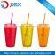 BPA Free double wall Plastic Mugs With Straw PVC paper