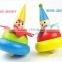 Colorful Cute Clown Wooden Spinning Top Toy