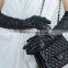 sexy women long style lambskin leather gloves with ruffle design