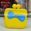 hot sell cheap business gift jelly candy color silicone coin pouch with contrast bow-tie decor