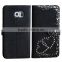 Classy smartphone accessories leather wallet flip case with crystal inlay covers for samsung S6