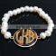 Engraved Tortoise Shell Freshwater Pearl Bracelet