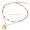fashion jewelry adjustable 316L stainless steel rose gold flower anklets for women,rose anklet