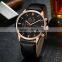 factory leather strap wrist watch fashion style with customzied logo clock