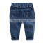 wholesales china cotton Denim kids dark blue ripped children jeans