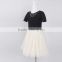 Short Sleeve Iron Rhinestone Bead Stitch By hand Fashion Children Girls party Princess Dress