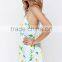 2016 Women Summer Clothing V Neck Sexy Spaghetti Straps Floral Print Dress
