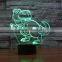 3D Optical Lamp Dinosaur Style Night Light 7 RGB Light Colors 10 LEDs AA Battery or DC 5V Mixed Lot