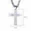 Latin American Style Pendant Jewelry Silver Cross Engraved Character JESUS Stripe Titanium Steel Pendant Chain Necklaces