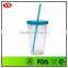promotional 16oz bpa free insulated acrylic mug with straw