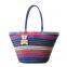 Cute Colorful Striped Wheat Straw Tote Bag,straw Tote Bag