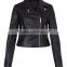 Pu Leather Motorcycle Jackets Black Leather Look Cropped Biker Jacket For Women Autumn Winter