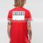 2016 High Quality Custom Back Printed Short Sleeve Crew Neck Red men's 100% Cotton 180gsm Longline Cut Casual Blank T-Shirt