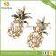 Cute Champagne Pineapple Shaped Luxury Women Wedding Charm Statement Earrings Cheap Wholesale Stud Earrings