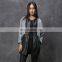 wool coat with leather patchwork design for women
