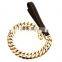 30mm stainless steel chain leather traction rope large bulldog pet leash