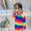 2020 Spring Korean Children's Clothing Long Western Style Rainbow Stripe t Air-conditioning Clothing Home Service