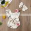 2019 summer new arrivals baby girl floral print rompers kids soft cotton bodysuits with headband 2pc set