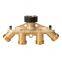 Brass Garden Water Hose 4 Ways Splitter