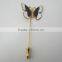 Butterfly Design Stick Lapel Hat Pin Brooch Black Silver Enamel Gold Tone Metal