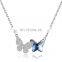 Fine Jewelry 925s Pure Silver Butterfly Designer Pendant Elegant Girl collar Necklace