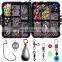 Amazon 165 Pcs/Set  Fishing Hooks +Swivels+beads+sinkers Sae Rock Accessories Kit for Fishing