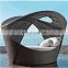 Dubai beach bed with high sail sun rattan relaxing outdoor sofa bed furniture