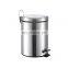 Best Selling Hotel Bathroom Dust bin and Kitchen Household Metal Waterproof Dustbins Stainless Steel Foot Pedal Dust bin