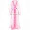 Handmade See Through Sexy Robe set Long Mature Sheer Elegant Mesh Sexy Plus Size Fur Robes Women