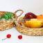 2PC Water Hyacinth basket Boho woven round serving tray Wicker basket set