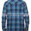 Winter 2015 Navy and Blue Plaid Mens Flannel Shirt with Two Front Pockets