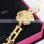 18k Gold Camellia Crystal Sparkle Diamond Hollow Chain Bangle Bracelet
